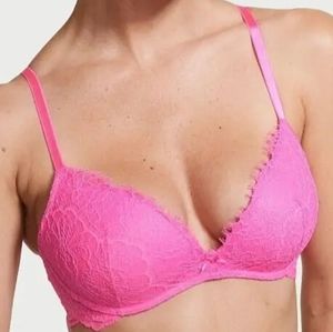 VICTORIA SECRET VS DREAM ANGELS WIRELESS LACE NEON PUSHUP BRA 38C ATOMIC Pink
